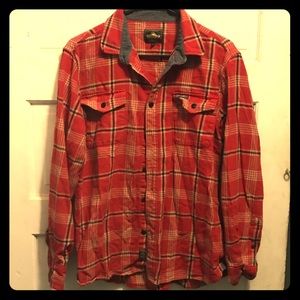 Red flannel men’s hipster street style shirt